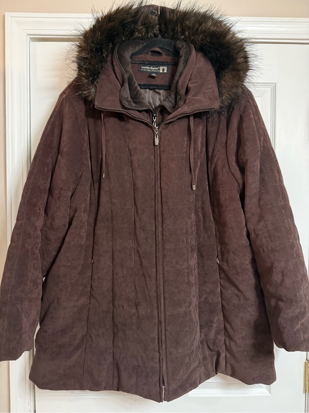 London Harbor by Fleet Street Brown Faux-Fur Trim Parka Coat